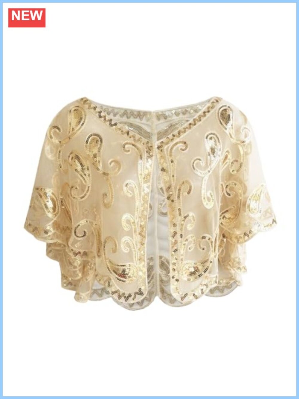 1920s Flapper Shawl Sequin Evening Wrap Short Cape Formal Party